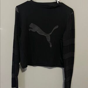 Puma Women's Black Mesh Sleeve Long Tee